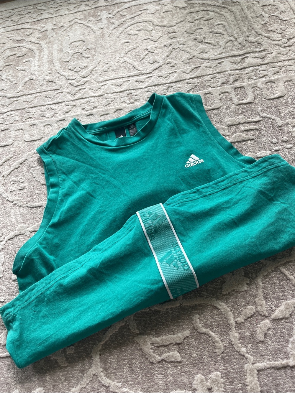 adidas Teal Sleeveless Athletic Tank with Logo